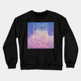 love,repeatedly Lettering,stars in the night sky,pastel colored painting,violet Crewneck Sweatshirt